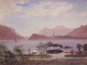  italiano Pintura Art%C3%ADstica - Escena del lago italiano Albert Bierstadt